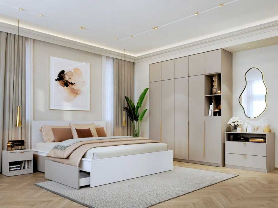 Dulap dormitor haine Inalt Bej/casmir 205 cm Auris C2