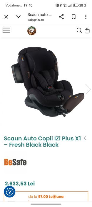 Scaun BeSafe pret de nou 500 euro, stare f buna scoica auto cadou