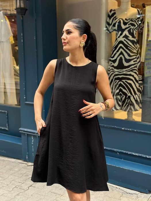 Платье чёрное до колена Турция