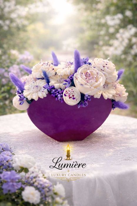 Aranjament floral din ceara de soia parfumata, handmade 500G