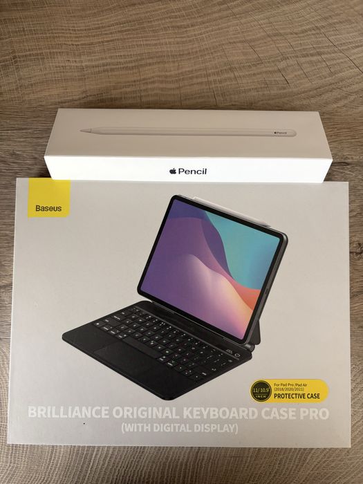 iPad Air 5 11”, M1, Wi-Fi 64 GB + Apple Pencil 2 +  клавиатура + кейс