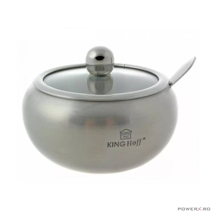 Recipient pentru zahar, condimente, sosuri, cu lingura, inox,