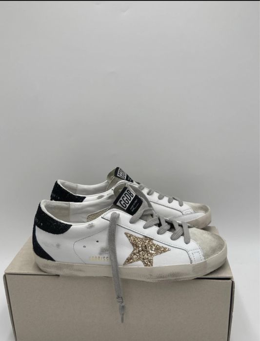 Golden Goose Superstar Gold Glitter & Black Tab