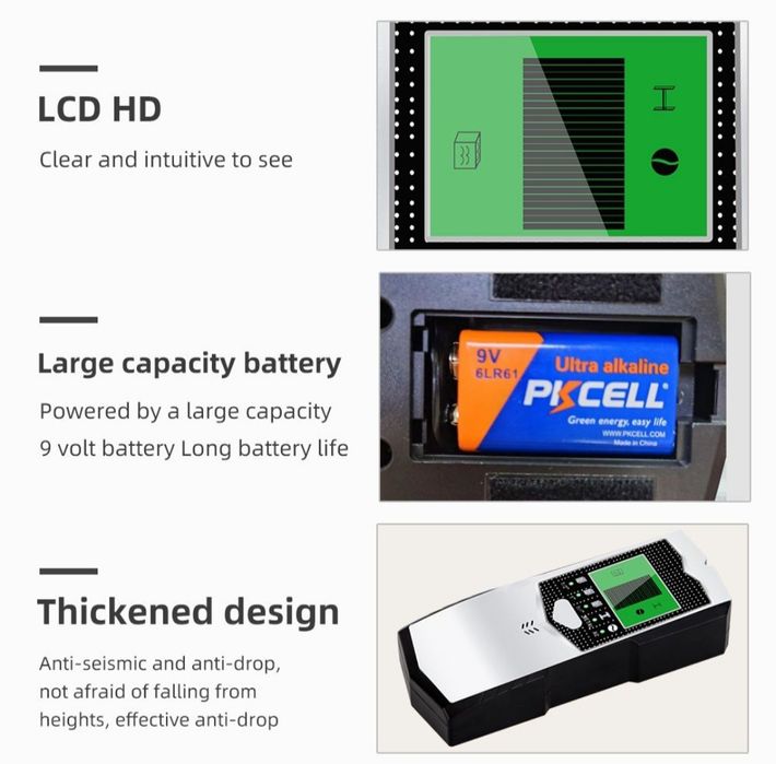 Промоция 50% Детектор за ел. кабели 5 в 1, скенер за стени, локатор за