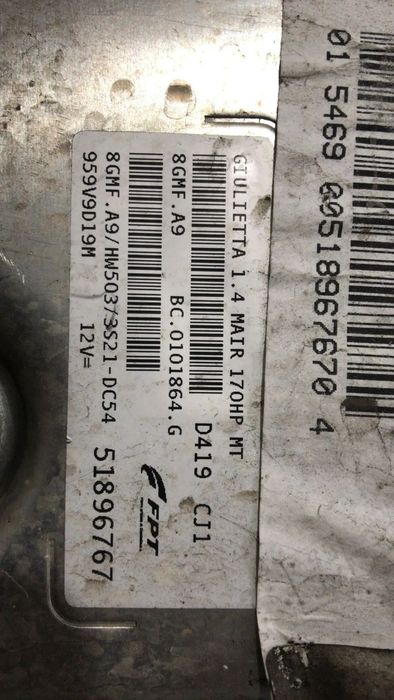 ECU Calculator motor Alfa Romeo Giulietta 1.4 b 51896767