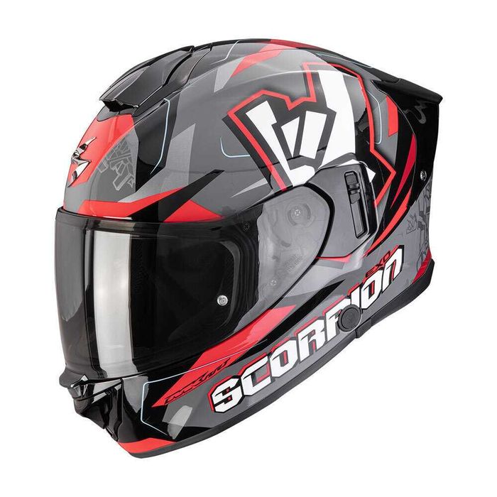 Мото каска SCORPION EXO-530 ROCK Gray/Red 2026 ,вградени очила