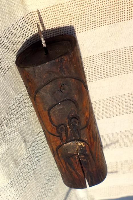 Дървен  авторски свещник с изображения на светци