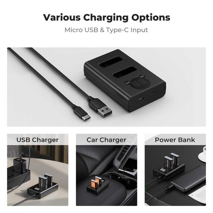 Комплект 2 батерии NB-13L + зарядно K&F Concept