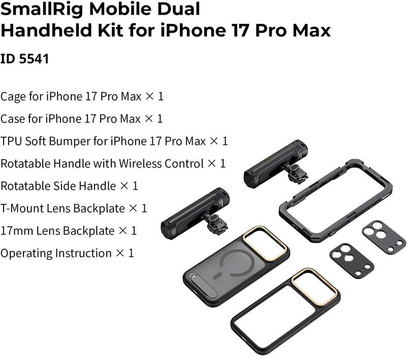 Smallrig 5541 - iPhone 17 Pro Max Mobile Dual Handheld Kit Lens Mount