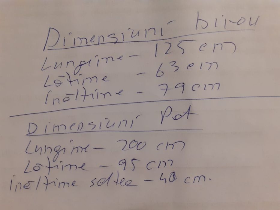 Pat cu dulap pentru copii și saltea, birou