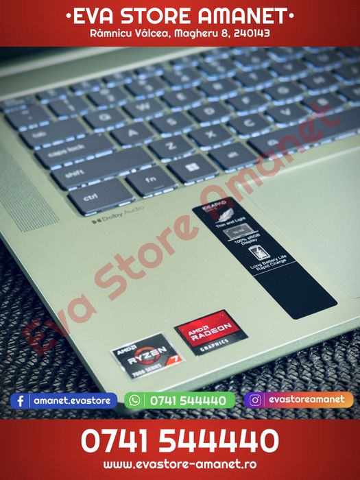 Laptop 15.6” LENOVO IdeaPad Slim 5 Procesor AMD Ryzen 7 7735HS 3.20 GHz 512GB SSD 16GB RAM Radeon 680M 2GB Windows 11 Battery Life: 13 Cicluri
