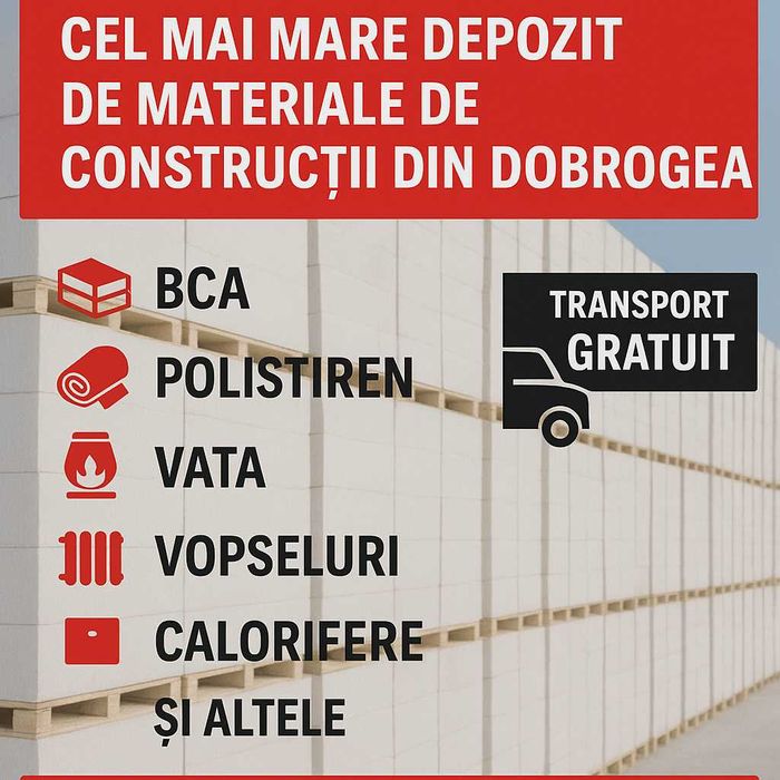 Materiale construcții | Prețuri mici + Transport GRATUIT in Constanța!