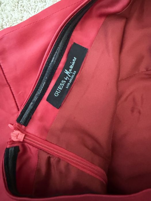 Рокли Guess Marciano - бандажна рипс, черна червена, мини миди