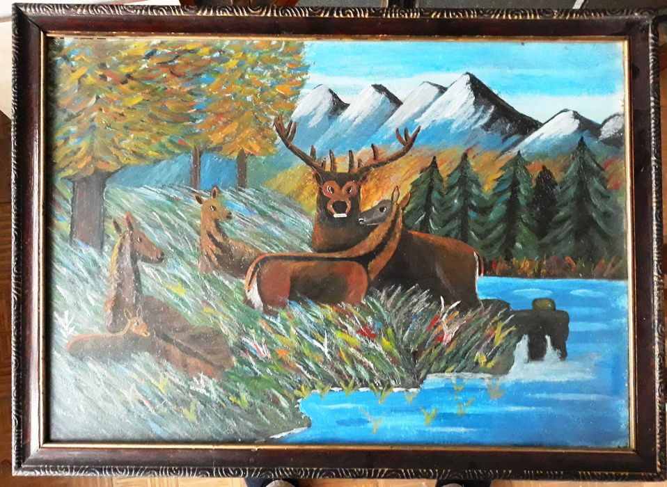 Tablouri vechi, colecție în ulei, cusute „în urma acului ”