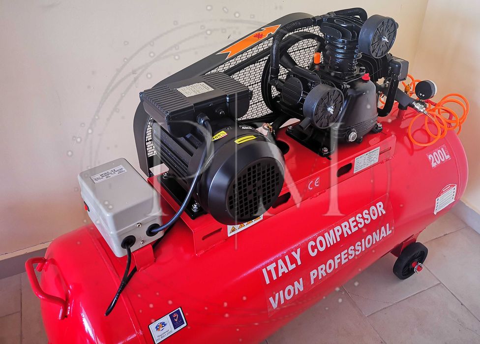 Монофазен компресор за въздух 200 литра с усилен дебит и гаранция