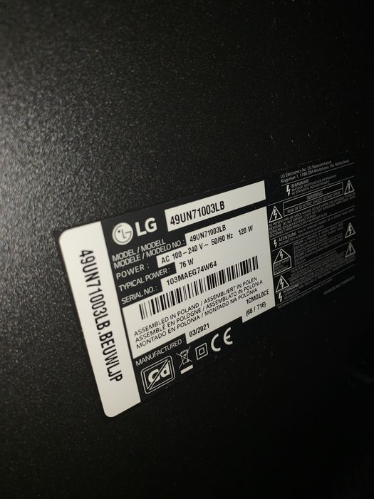 TV LG 49UN71003LB, diagonala 49″, Smart TV 4K Ultra HD