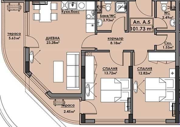Продава се Тристаен апартамент в Бургас, Славейков - 102 кв.м за 1167 €/кв.м - Снимка #1