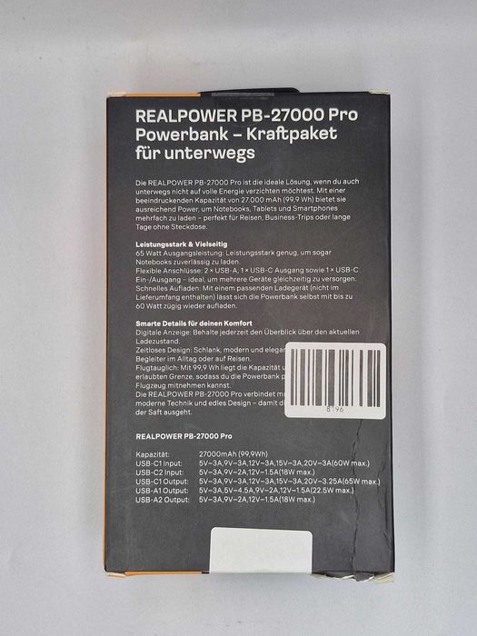 Real Power PB 27000 Pro - Sigilat - 27000 mAh, Negru [#8196#]