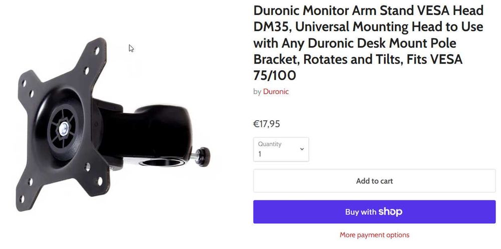 Duronic Вертикална Стойка за 2 мониторa двойна 1000мм (комплект)