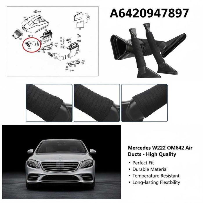 Нови ! Въздуховоди за Mercedes S-Class W222 (S 350 BlueTEC / CDI)