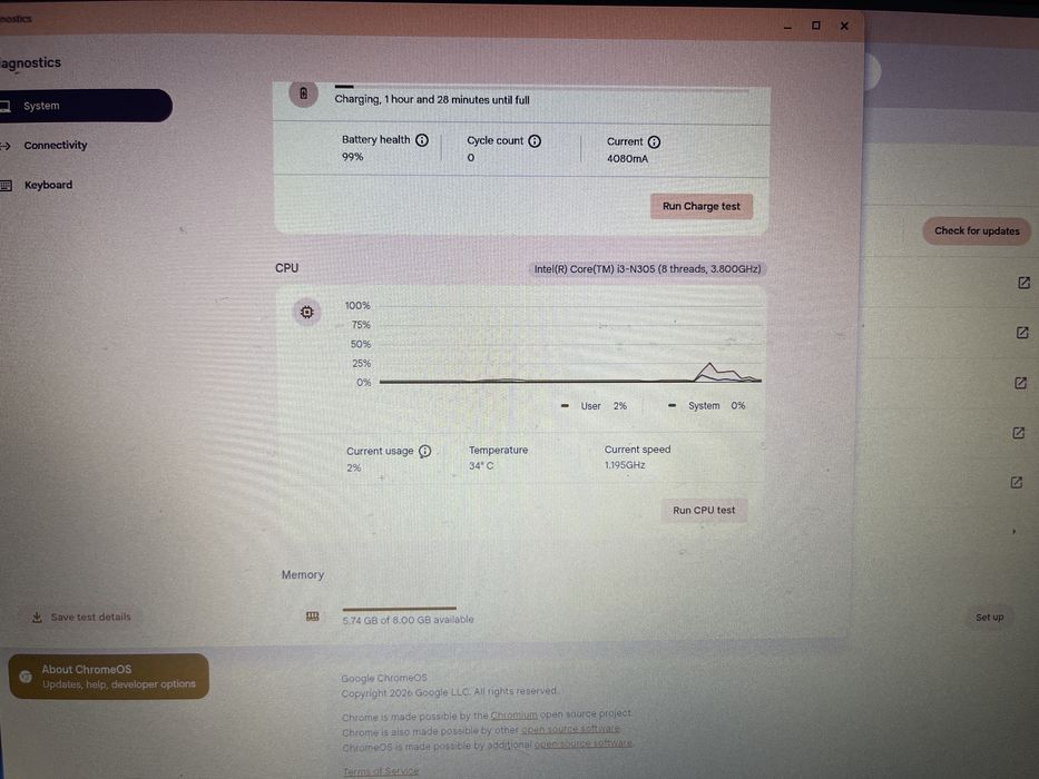 Laptop i3 n305 ddr5 8 gb ram