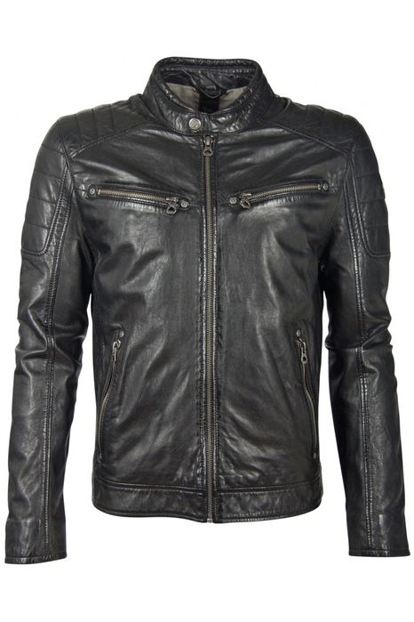 Geaca de Piele Barbati Gipsy Neagra GBDerry Big Sizes