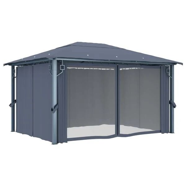 pavilion cort de gradina 3x4 cu perdele si plase tantari