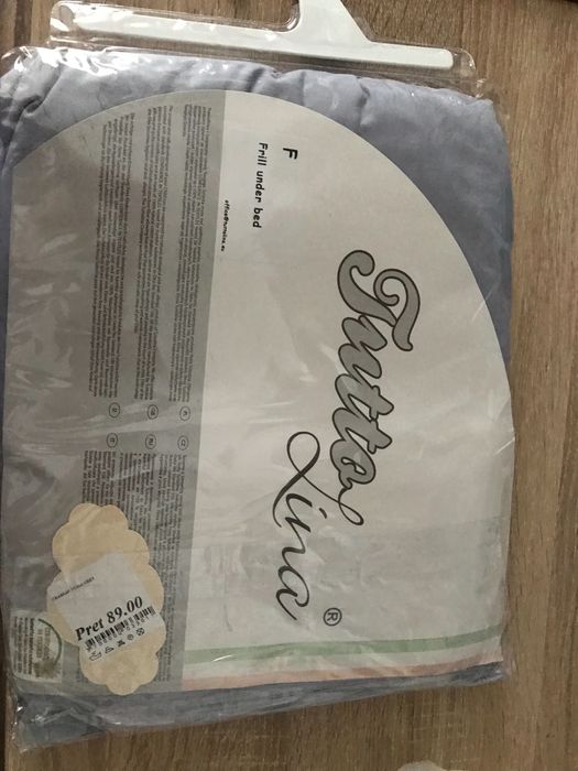 CEARCEAF patut bebelus cu volanas, ALBASTRU- GRI 120X60 CM