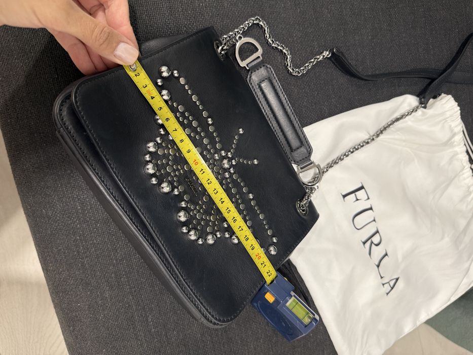 Furla Black Leather Deliziosa Flap Shoulder Bag