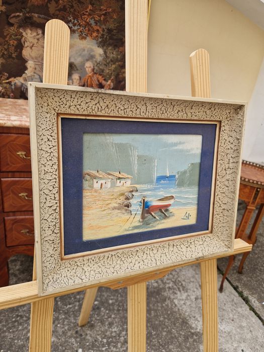 Прекрасна антикварна белгийска картина масло върху платно