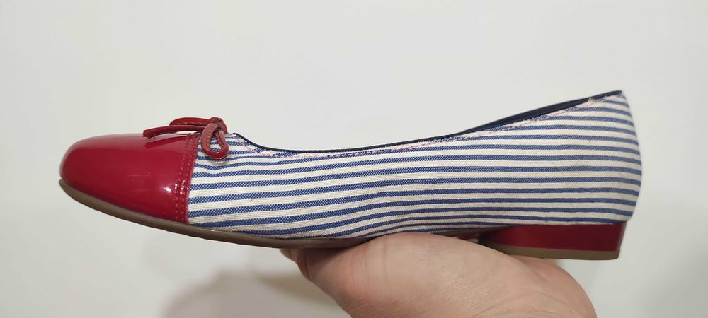 Pantofi dama Luftpolster, textil cu varf de lac rosu, marime 36,5