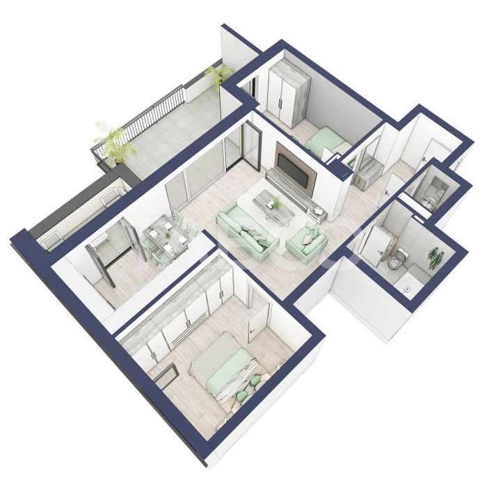 Apartament 66 mp utili 3 camere 2 bai etaj 3 in bloc cu lift Turnisor — fotografia 1