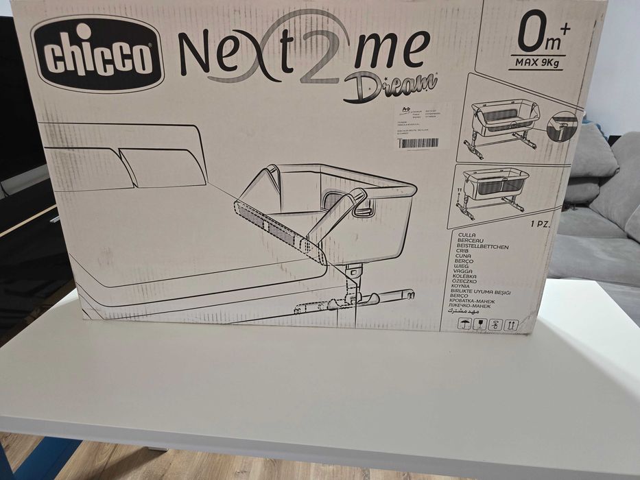 Patut bebe CHICCO Next2Me Dream 794458, 0 luni+, gri-alb