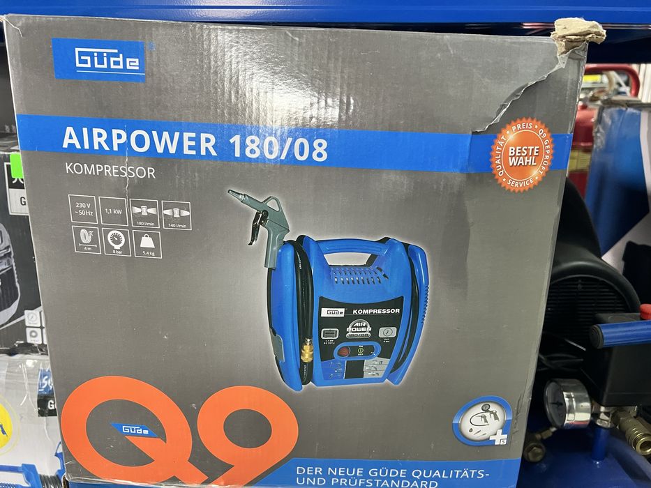 Мобилен безмаслен компресор-нов 8 бара 1100W 180л/мин