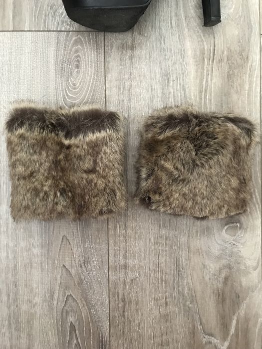 Botine de piele cu manșete din blana de iepure nr.38