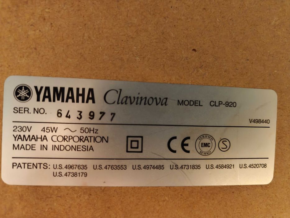 pianina yamaha clavinova model clp-920