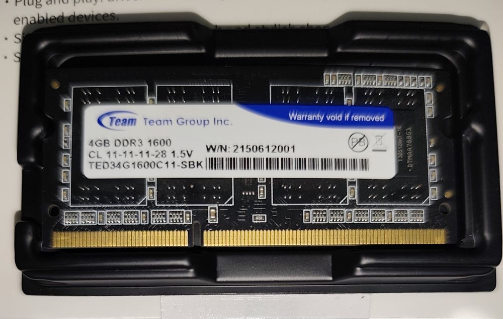 Оперативная память DDR3 4GB 1600MHz (SODIMM для ноутбука)