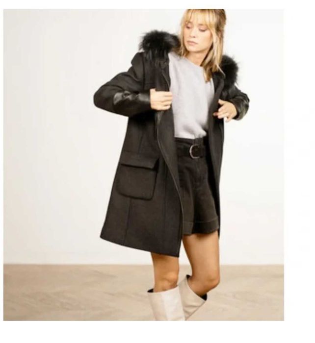 ZAPA  2 броя Сиво и тъмно синьо вълнено палто размер S