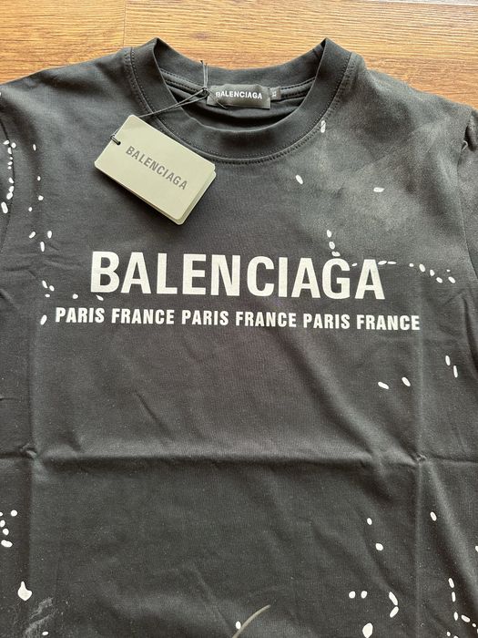 Мъжка,памучна,черна тениска Balenciaga Paris