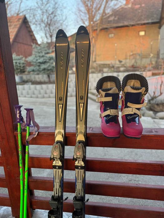 Set schi complet – schiuri 170 cm + 2 bețe + clăpari mărimea 43