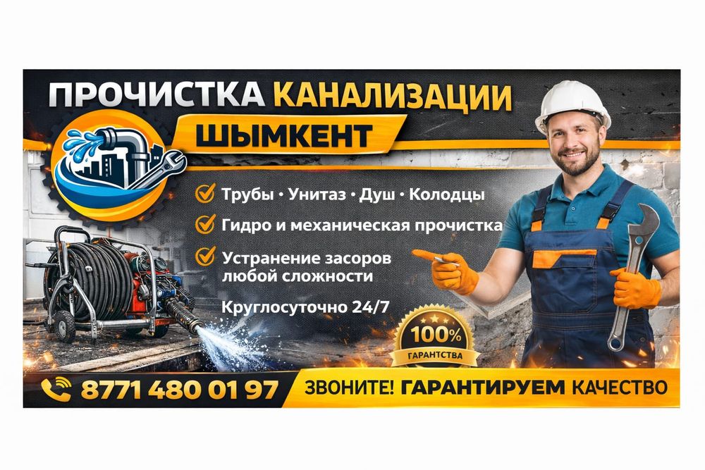 Устранение засоров труб Шымкент 24 7