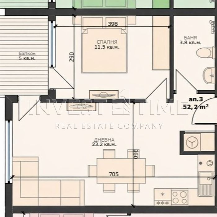 Двустаен апартамент в района на Погреби!