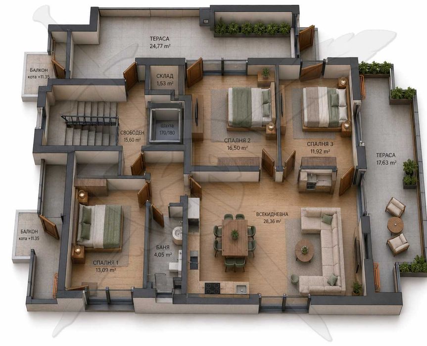 Тристаен апартамент , Въстанически 1446-40981