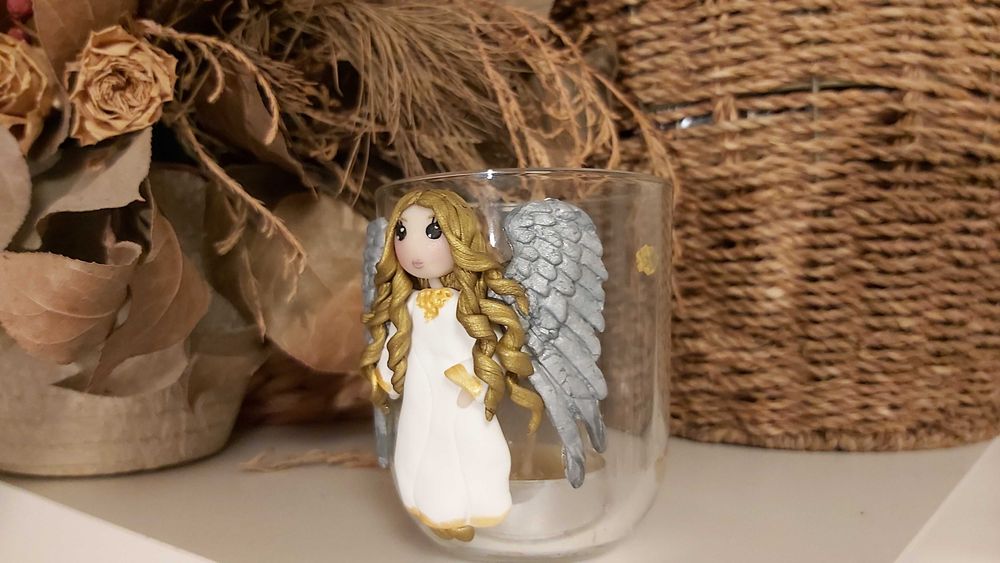 Candela de Paste cu inger cadou pentru profesori, bunici, sotie/iubita