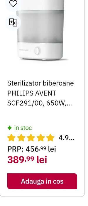 Sterilizator de biberoane Philips Avent