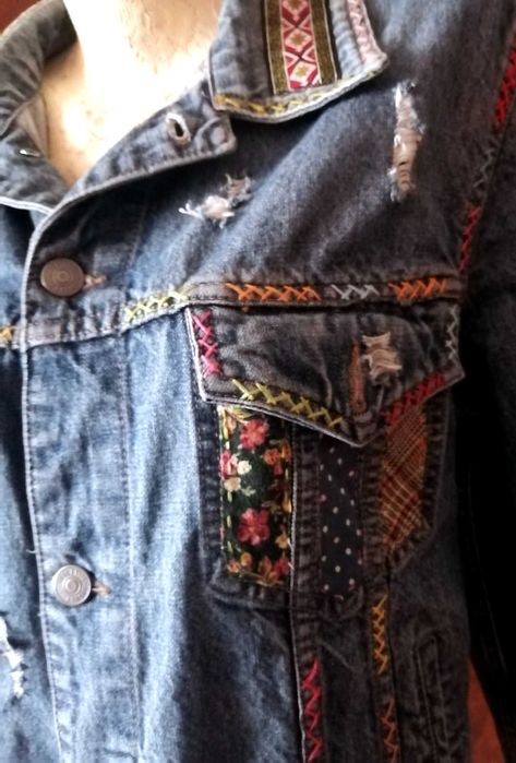 Дънково яке M/L Котки ръчна декорация