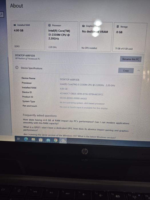 Laptop HP Pavilion g7