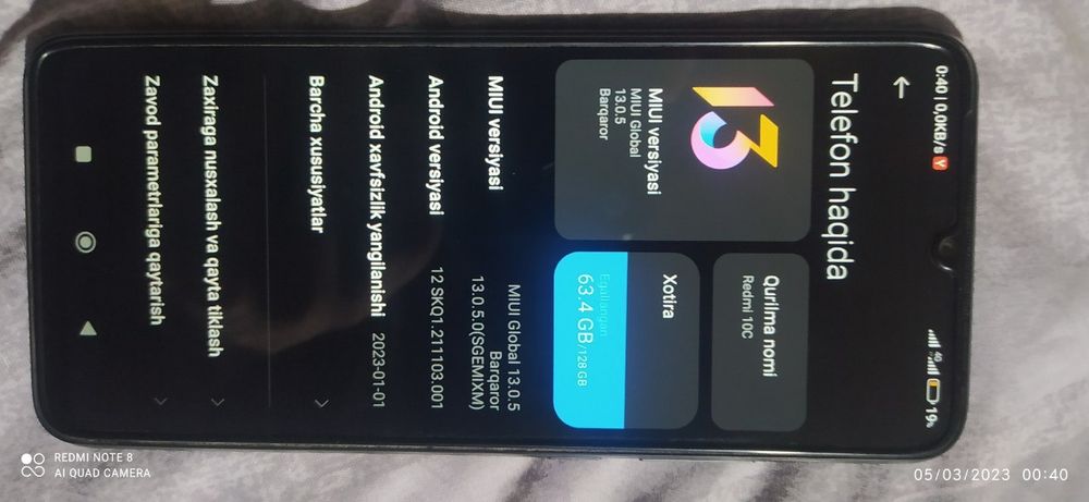 Redmi 10c 4+2.128GB karopka dakument bor aybi yoq pul zarur