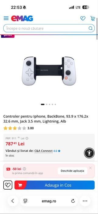 Controler pentru Iphone, BackBone, Jack 3.5 mm, Lightning, Alb - NOU