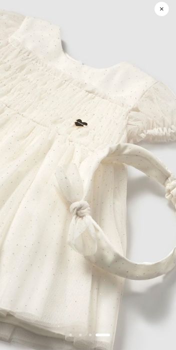 Рокля тюл с къс ръкав Mayoral - С диадема, бяла, 6 м